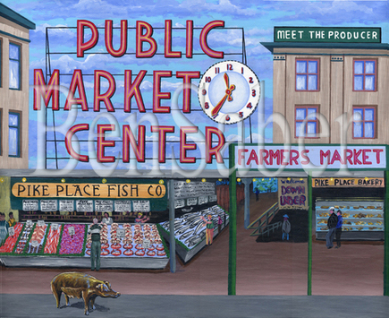 The market piggy bank Pike Place Painting Picture