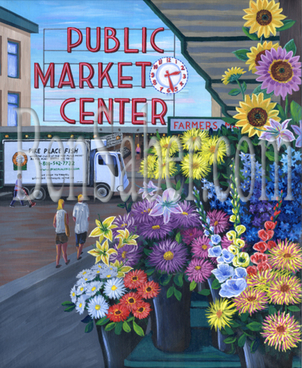 flowers of the Pike Place Market Seattle Painting Picture