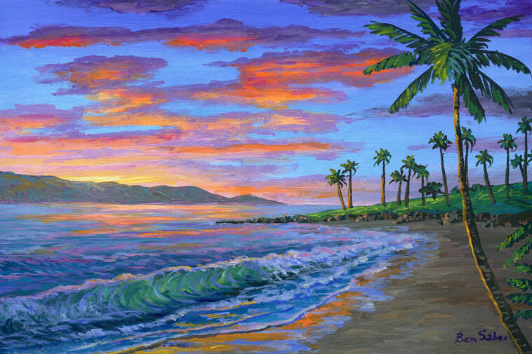 kapalua bay beach sunset painting Picture
